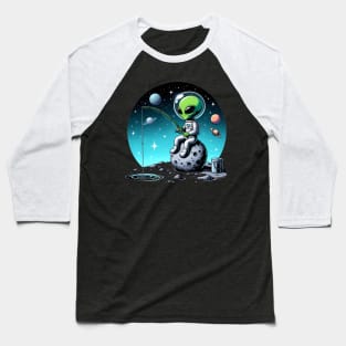 Cosmic fishing - Green alien Baseball T-Shirt